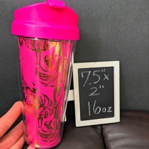 Lilly Pulitzer 16oz Gimme Some Leg doublewalled travel mugtumbler clip close lid